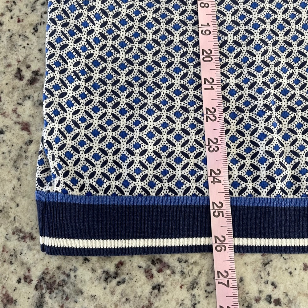Talbots Geometric Knit Sweater Women XL Blue Preppy Nautical Shoulder Button Top - Picture 7 of 7
